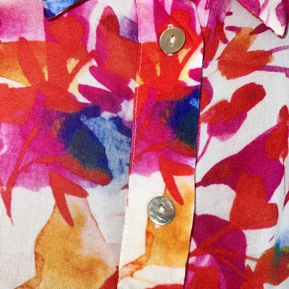 SOFT SURROUNDINGS Summer Blooms Sleeveless Button Front Tunic Blouse - Picture 6 of 10